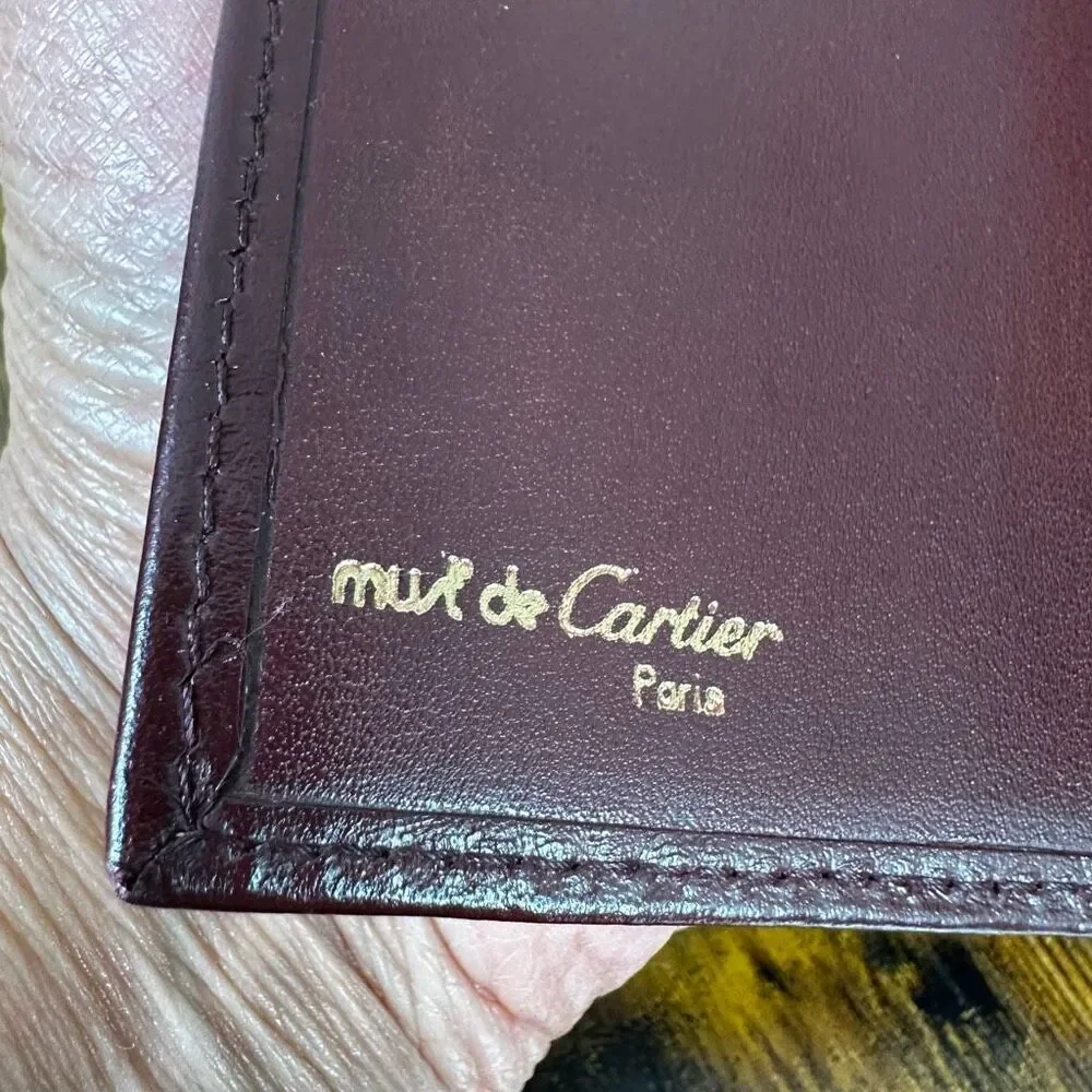 Cartier Vintage Bordeaux Leather‎ Long Bifold Vertical Wallet